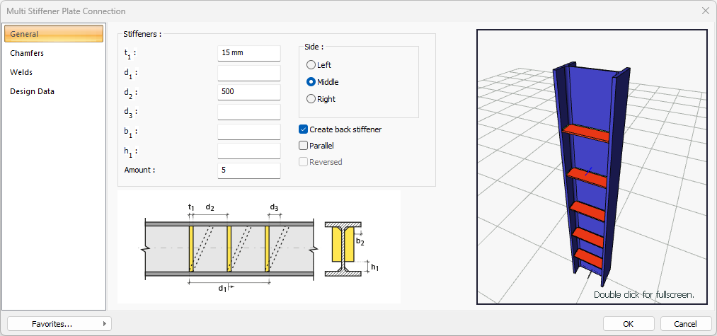 Defining a Multi Stiffener Plate Connection