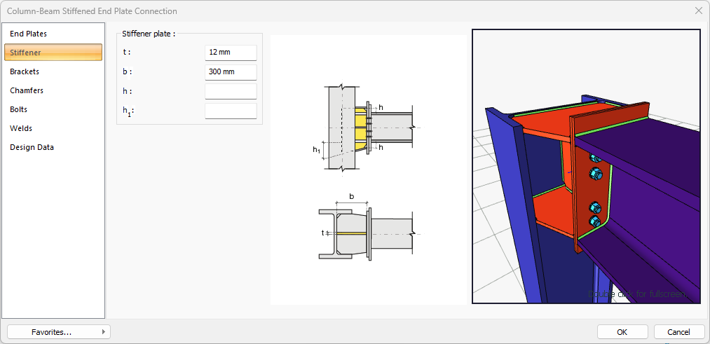 Defining a Column-Beam Stiffened End Plate Connection