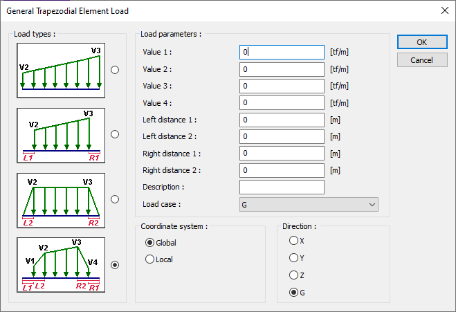 How do I define external load on elements?