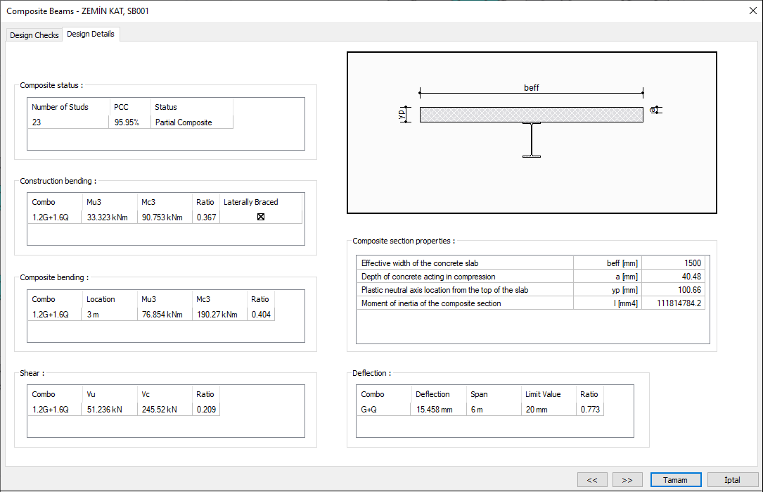 Composite Beam Design Example per AISC 36016